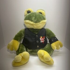 DanDee Collector's Choice 19" Plush King of Hearts Frog w/ Biker‎ Vest Stuffed